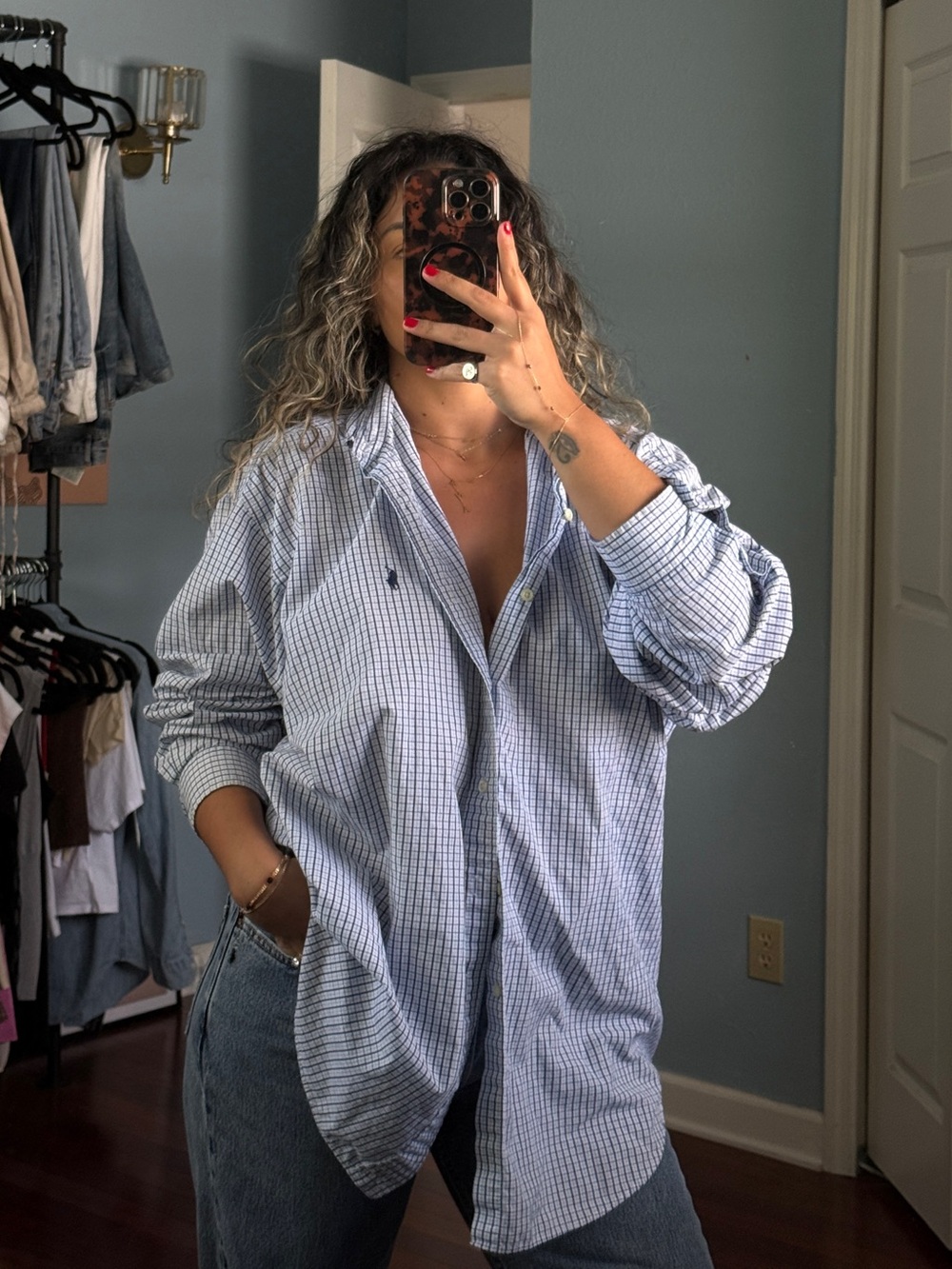 vintage blue plaid RL button down